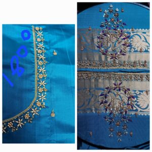 Elegant Aari Work Designer Blouse – Handcrafted Stone Embroidery